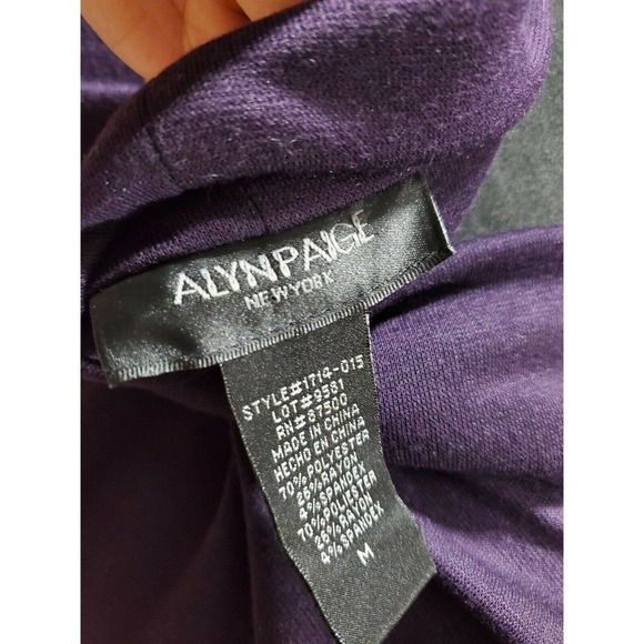 Alyn Paige Womens Purple Polyester Cowl Neck Cap Sleeve Knee Length Dress Size M - Picture 8 of 10
